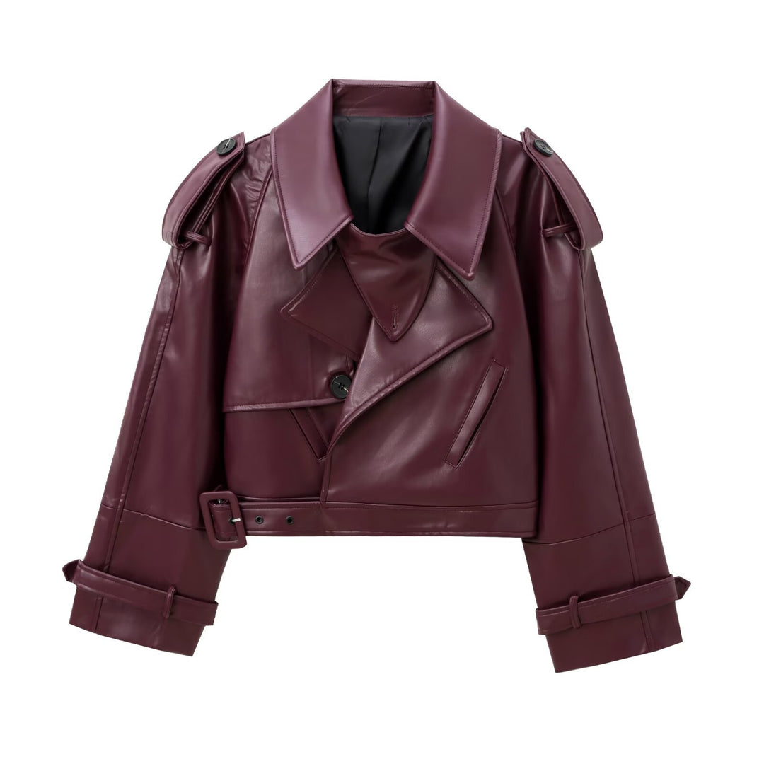 Damen cropped jacke im eleganten Design mit breitem Revers und praktischen Taschen Heidi-Mode