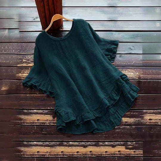 Damen lässiges Oberteil mit Rüschendetails und weit geschnittenem Design Heidi-Mode