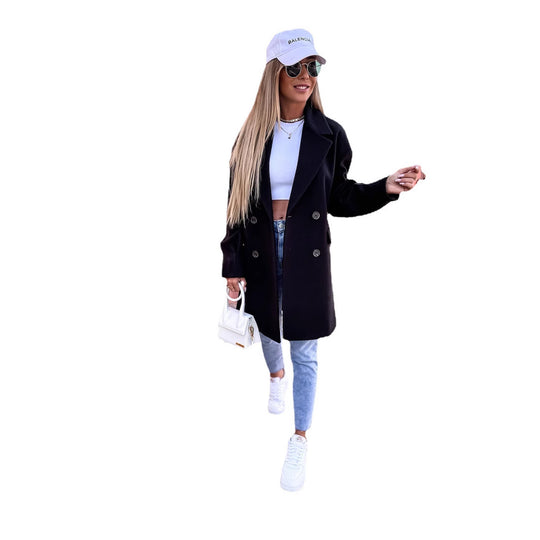 Damen eleganter und strukturierter Mantel im doppelten Design Heidi-Mode