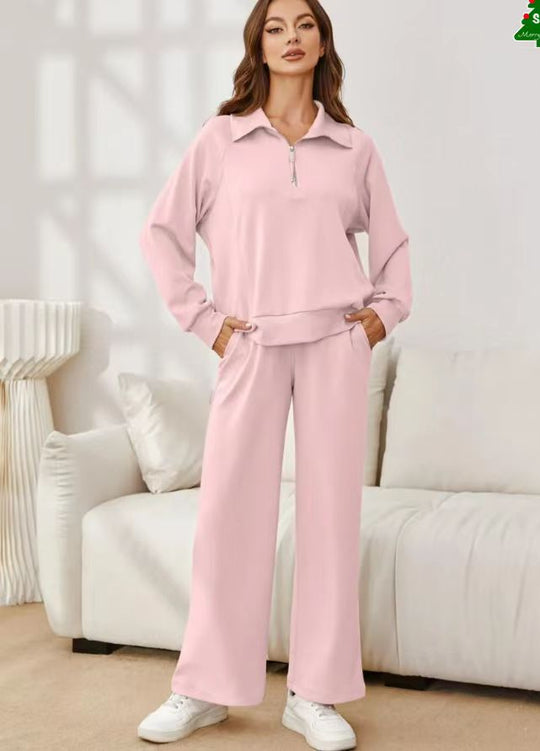 Damen lässiges Zweiteiler-Set mit Reißverschluss und Eingrifftaschen Heidi-Mode