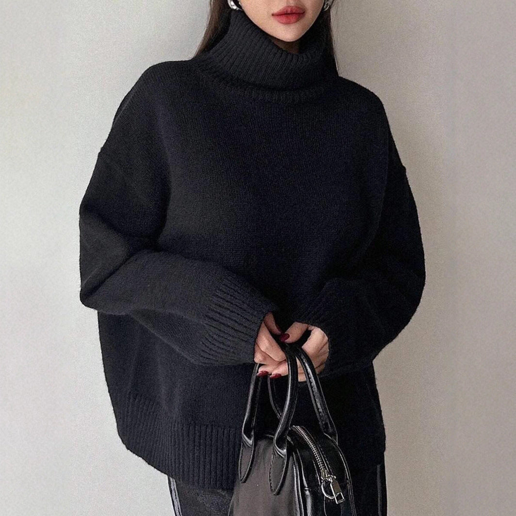 Damen oversized Rollkragenpullover aus weichem Material Heidi-Mode