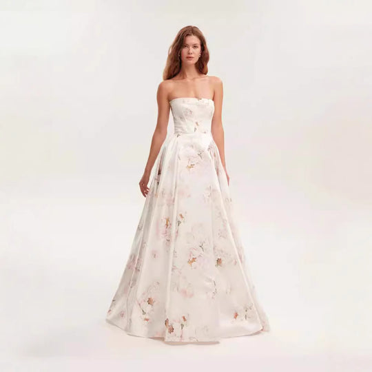 Damen Trachtenkleid mit floralem Design und Bustier-Oberteil Heidi-Mode