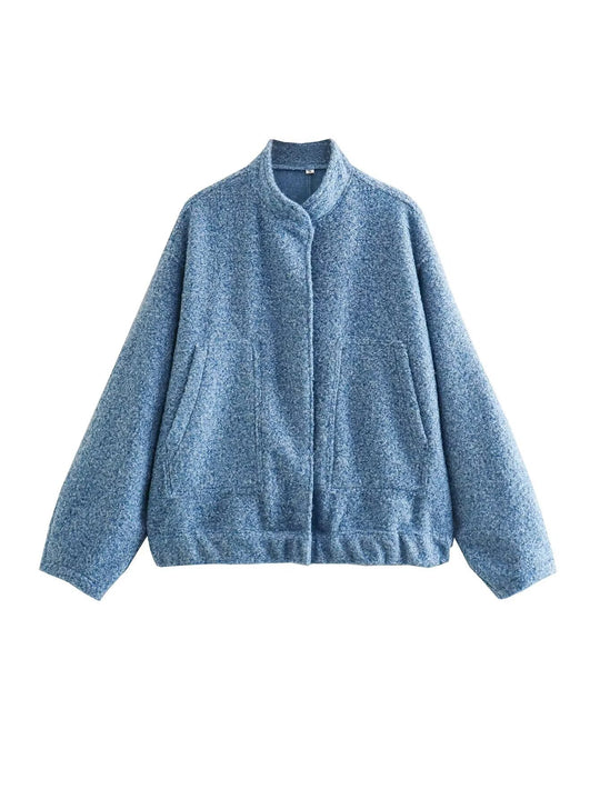 Damen Übergangsjacke mit modernem Stoffmix und praktischen Taschen Heidi-Mode