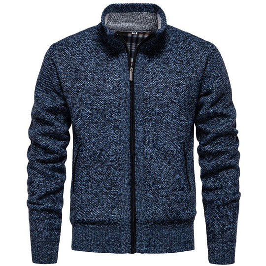 Herren Strickjacke mit hohem Kragen und praktischem Reißverschluss Heidi-Mode