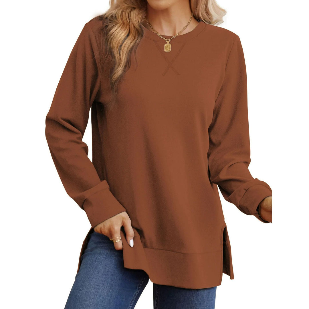 Damen Bequemer Langarm-Sweater mit Seitenschlitzen Heidi-Mode