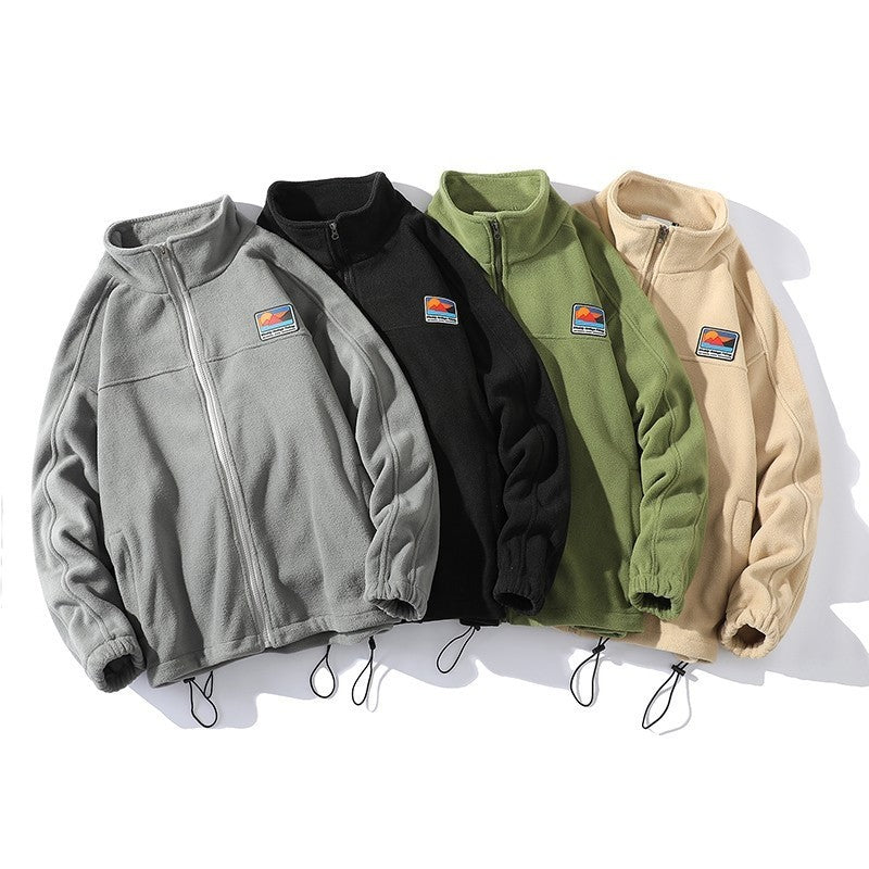 Herren Fleecejacke mit hohem Kragen und praktischen Taschen Heidi-Mode