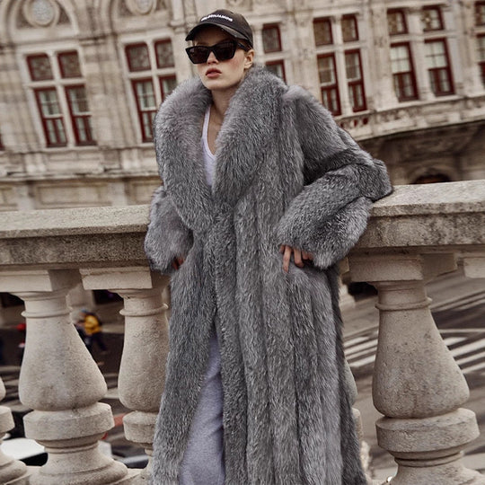 Damen Luxus Kunstfellmantel Heidi-Mode