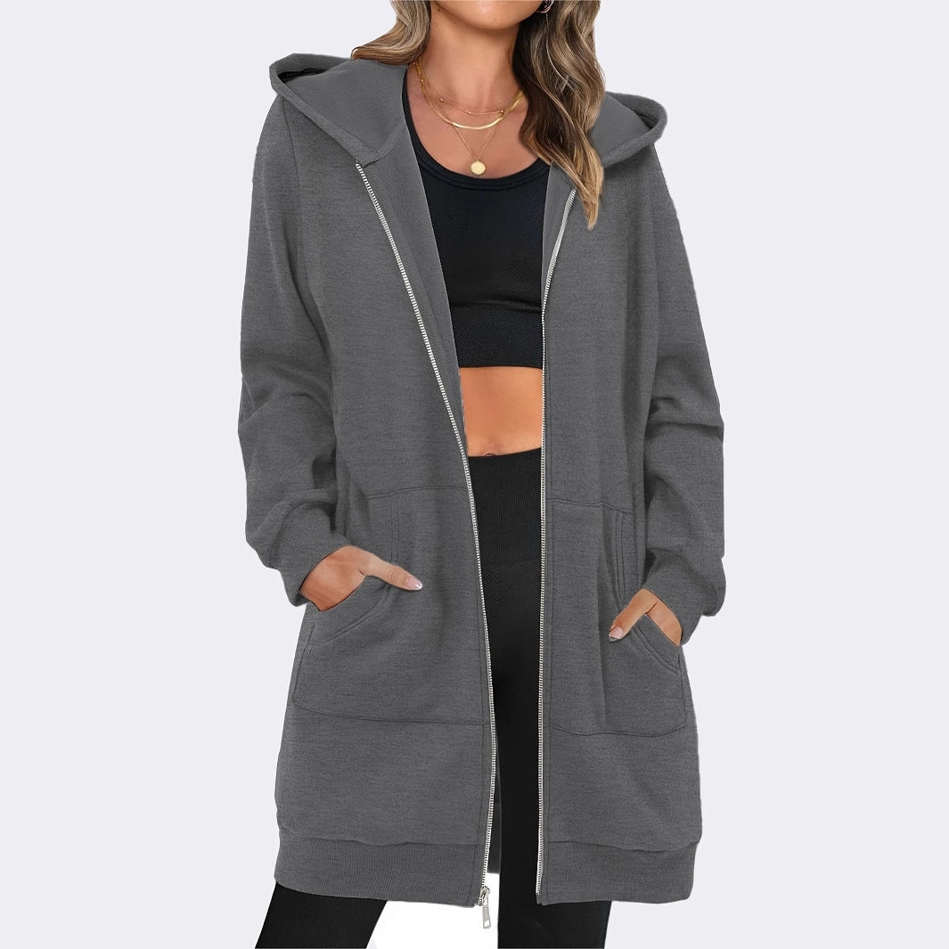 Damen Kapuzensweatjacke mit großzügigen Taschen von Heidi-Mode