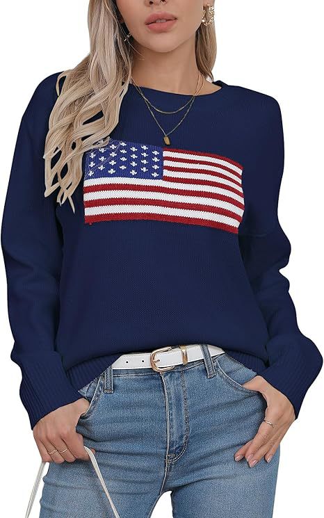 Damen Pullover mit Flaggenmotiv und strukturiertem Strick Heidi-Mode