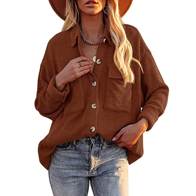 Damen Oversized Hemdbluse mit strukturiertem Design und Knopfdetails Heidi-Mode