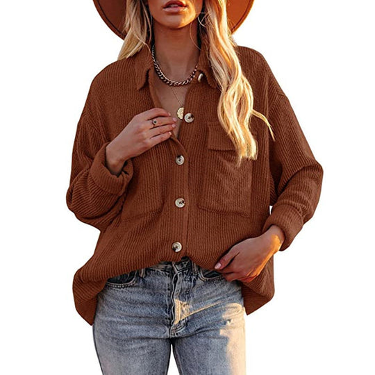 Damen Oversized Hemdbluse mit strukturiertem Design und Knopfdetails Heidi-Mode
