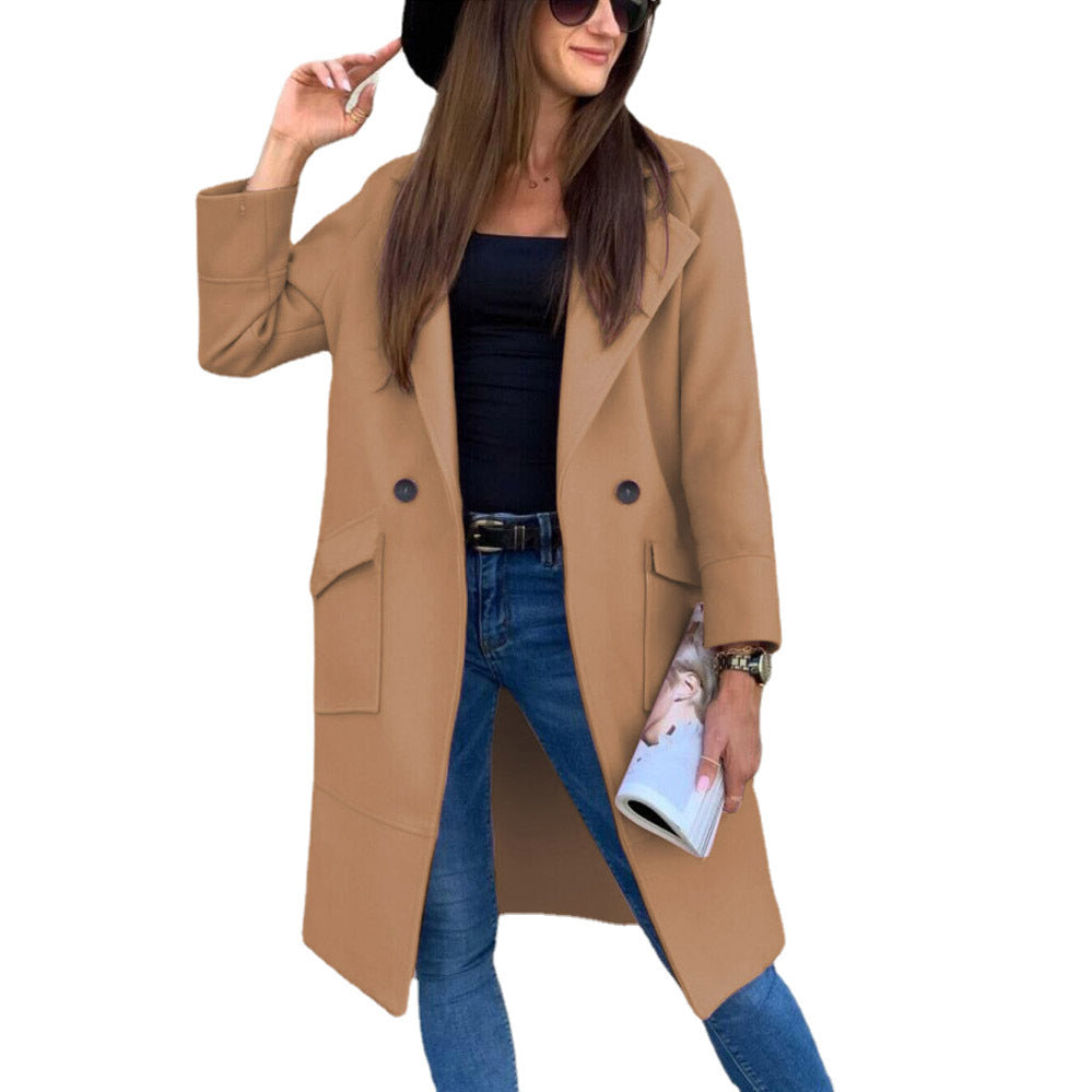 Damen lässiger Oversized-Mantel mit modernen Taschen und elegantem Revers Heidi-Mode