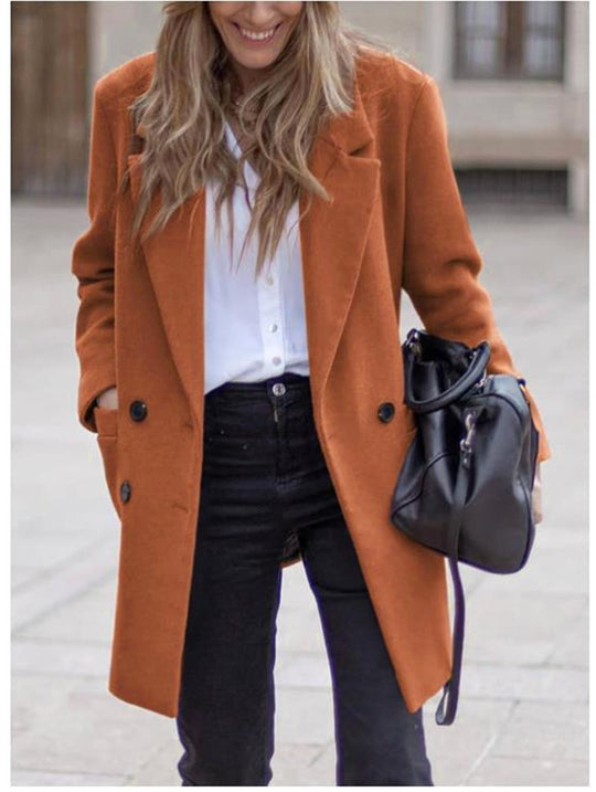 Damen moderner Oversized-Mantel mit doppelter Knopfreihe und eleganten Details Heidi-Mode