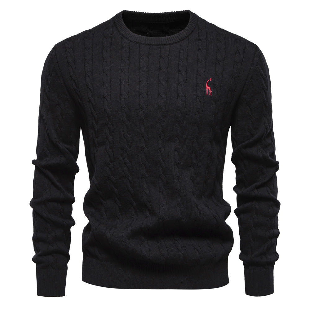 Herren Strickpullover mit Zopfmuster und Rundhalsausschnitt Heidi-Mode
