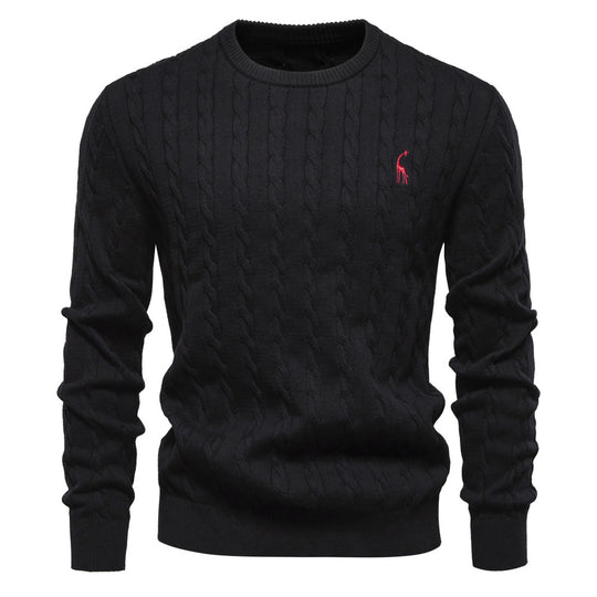 Herren Strickpullover mit Zopfmuster und Rundhalsausschnitt Heidi-Mode