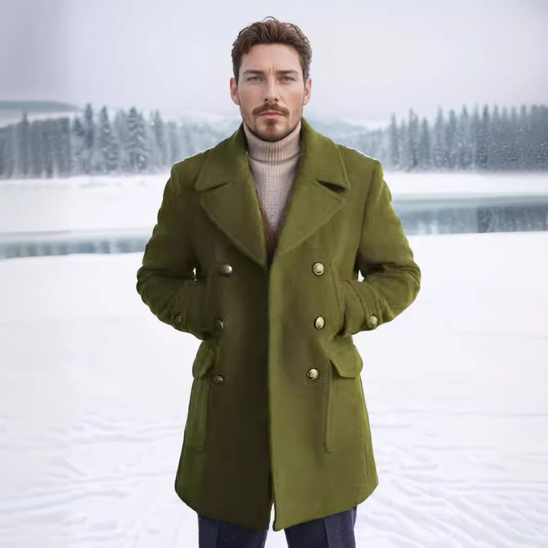 Herren modischer Doppeltbreasted Mantel mit praktischen Taschen Heidi-Mode