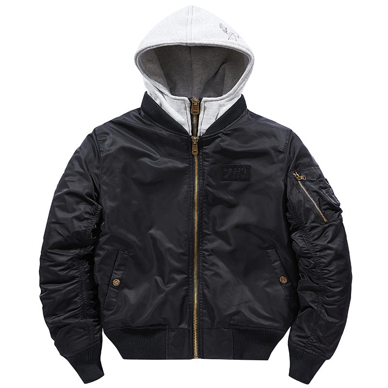 Herren Bomberjacke mit abnehmbarer Kapuze und praktischen Taschen Heidi-Mode