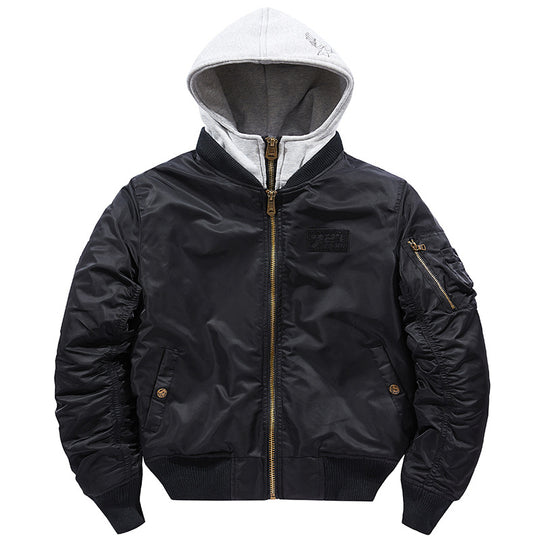 Herren Bomberjacke mit abnehmbarer Kapuze und praktischen Taschen Heidi-Mode
