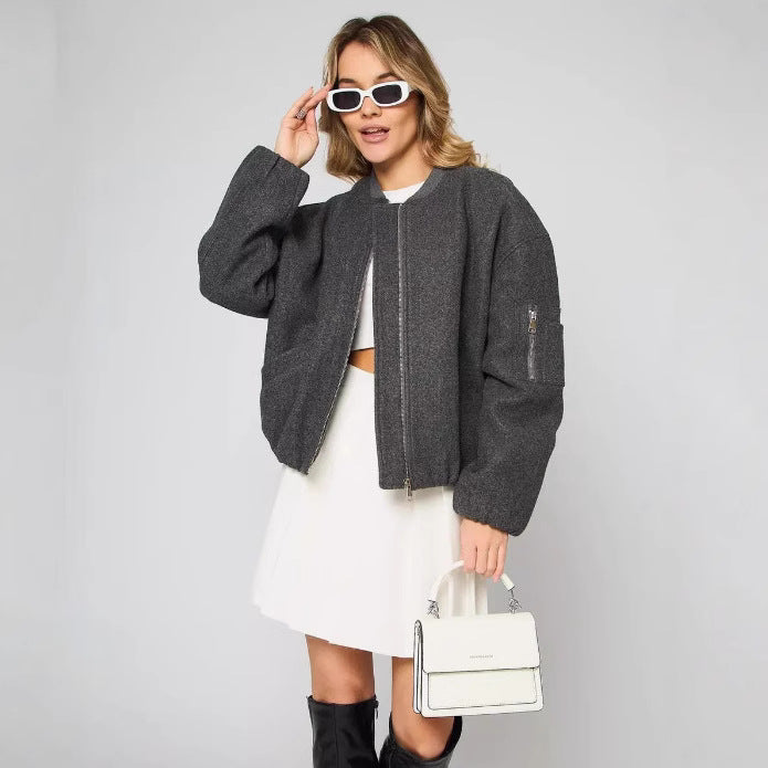 Damen modische Puffjacke mit praktischen Reißverschlusstaschen und elastischen Bündchen Heidi-Mode
