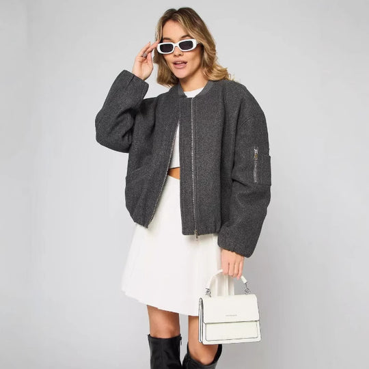 Damen modische Puffjacke mit praktischen Reißverschlusstaschen und elastischen Bündchen Heidi-Mode