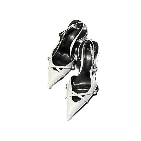 Damen Slingback Pumps mit zarten Riemen und spitzem Zehen Heidi-Mode