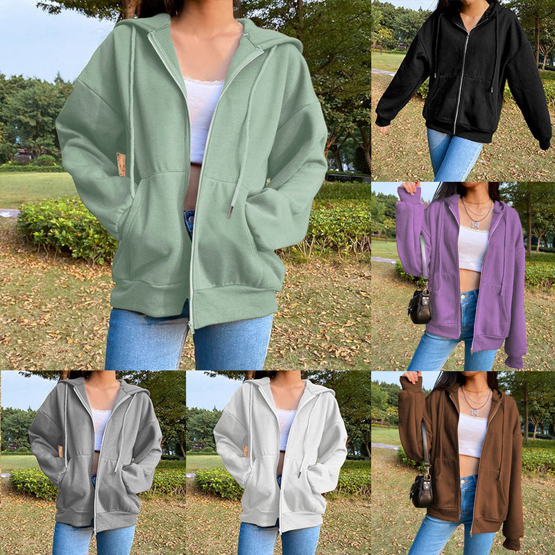 Damen Freizeit Übergroße Zip-Up Hoodie Heidi-Mode