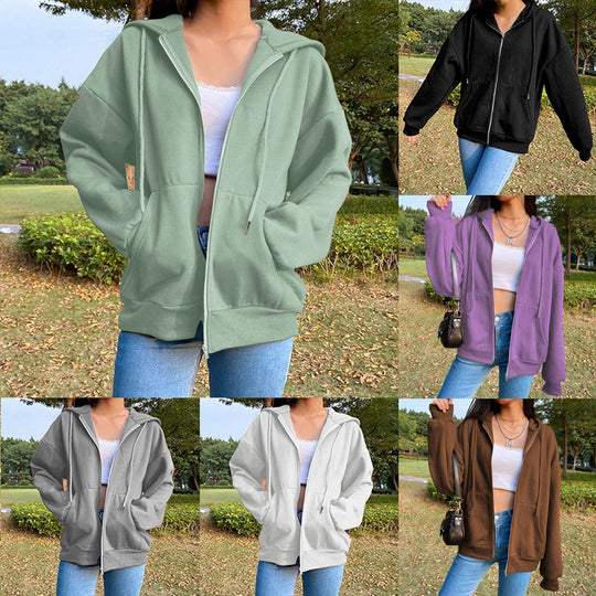 Damen Freizeit Übergroße Zip-Up Hoodie Heidi-Mode