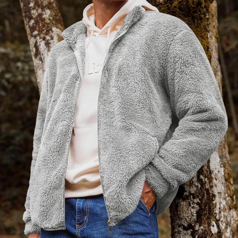 Herren Fleecejacke mit hohem Kragen und praktischen Taschen Heidi-Mode