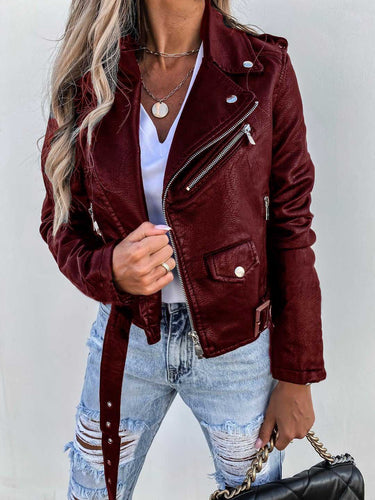 Damen Bikerjacke aus Kunstleder Heidi-Mode