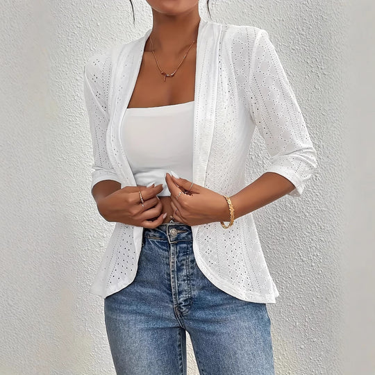 Damen Blazerjacke mit Lochmuster und lässigem Schnitt Heidi-Mode