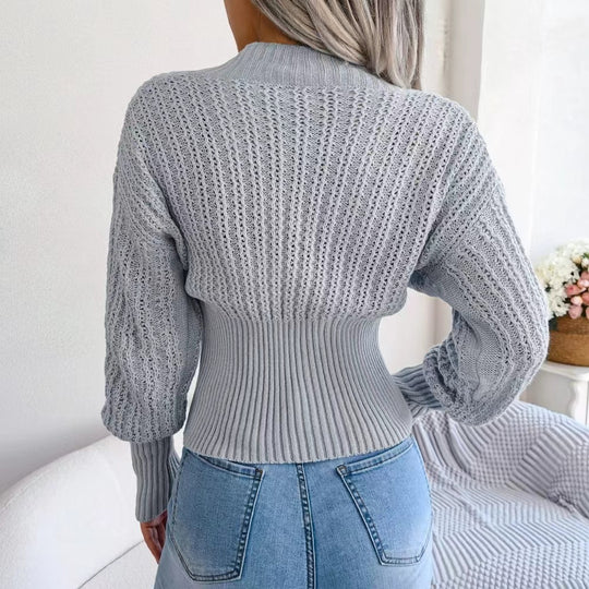Damen Strickpullover mit V-Ausschnitt und feiner Maschenstruktur Heidi-Mode