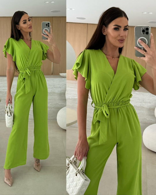 Damen eleganter Jumpsuit mit voluminösen Ärmeln und schmaler Taillenbetonung Heidi-Mode