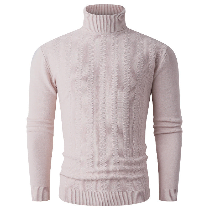 Herren stylischer Rollkragenpullover mit strukturiertem Zopfmuster und hochabschließendem Kragen Heidi-Mode