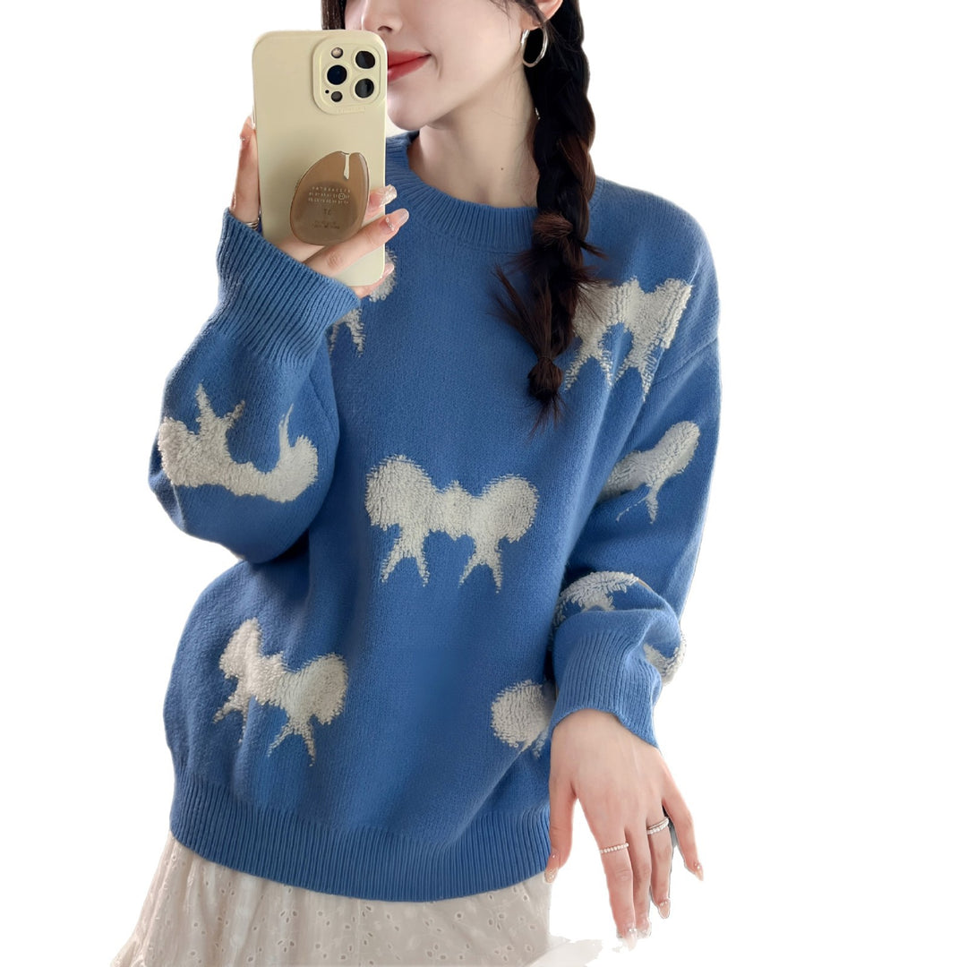 Damen kuscheliger Strickpullover mit verspieltem Muster Heidi-Mode