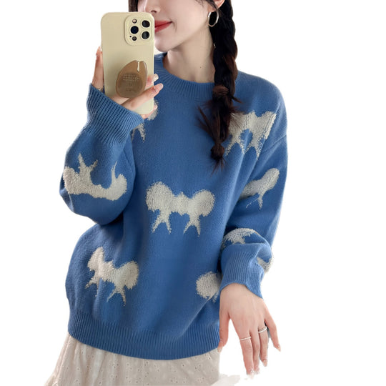 Damen kuscheliger Strickpullover mit verspieltem Muster Heidi-Mode