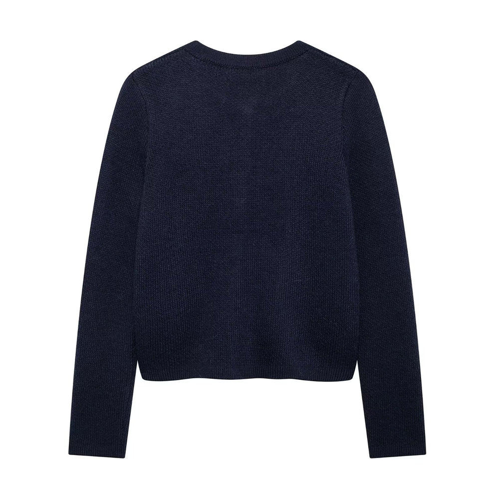 Damen Strickjacke mit schimmernden Knöpfen und Taschen Heidi-Mode