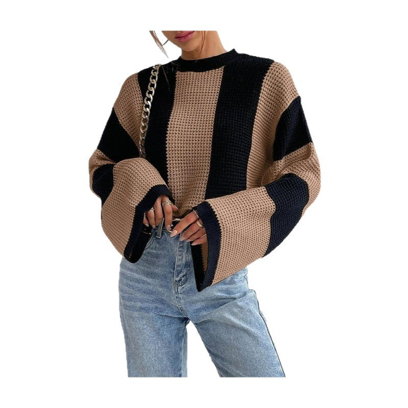 Damen Modischer Pullover mit strukturiertem Wabenmuster und weiten Ärmeln Heidi-Mode