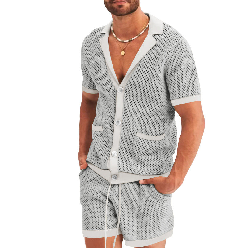 Herren atmungsaktives Künstler-Shorts-Set mit strukturiertem Design Heidi-Mode