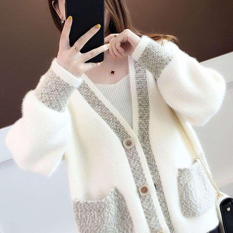 Damen Strickjacke mit modischen Kontrastdetails und tiefen Taschen Heidi-Mode