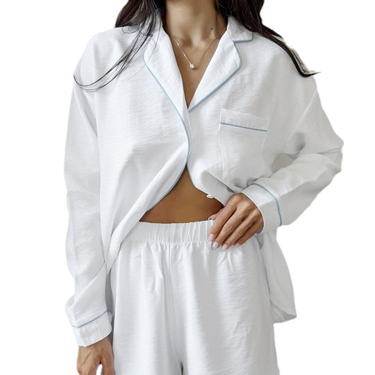 Damen Kurzarm Pyjama Set mit eleganter Paspelierung Heidi-Mode