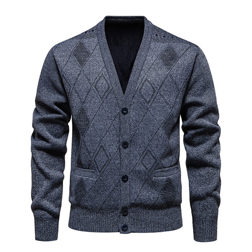 Herren stilvolle Strickjacke mit Rautenmuster Heidi-Mode