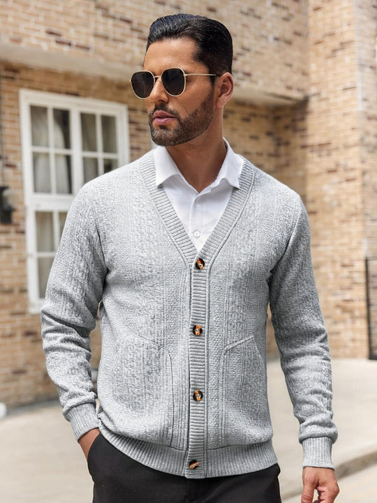 Herren Modischer Strickcardigan mit praktischen Taschen und einzigartiger Textur Heidi-Mode