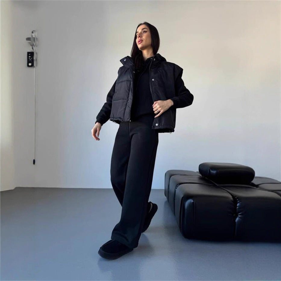 Damen Sportliche Loungewear-Jacke und weite Hose mit elastischem Bund Heidi-Mode