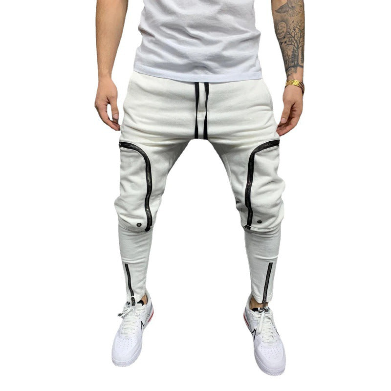 Herren Sportliche Jogginghose mit stylischen Reißverschlüssen und körpernahem Schnitt Heidi-Mode
