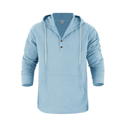 Herren Kapuzensweater mit Knopfleiste und praktischen Taschen Heidi-Mode