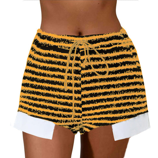 Damen Hochwertige Strandshorts mit festem Bund und modischem Streifenmuster Heidi-Mode