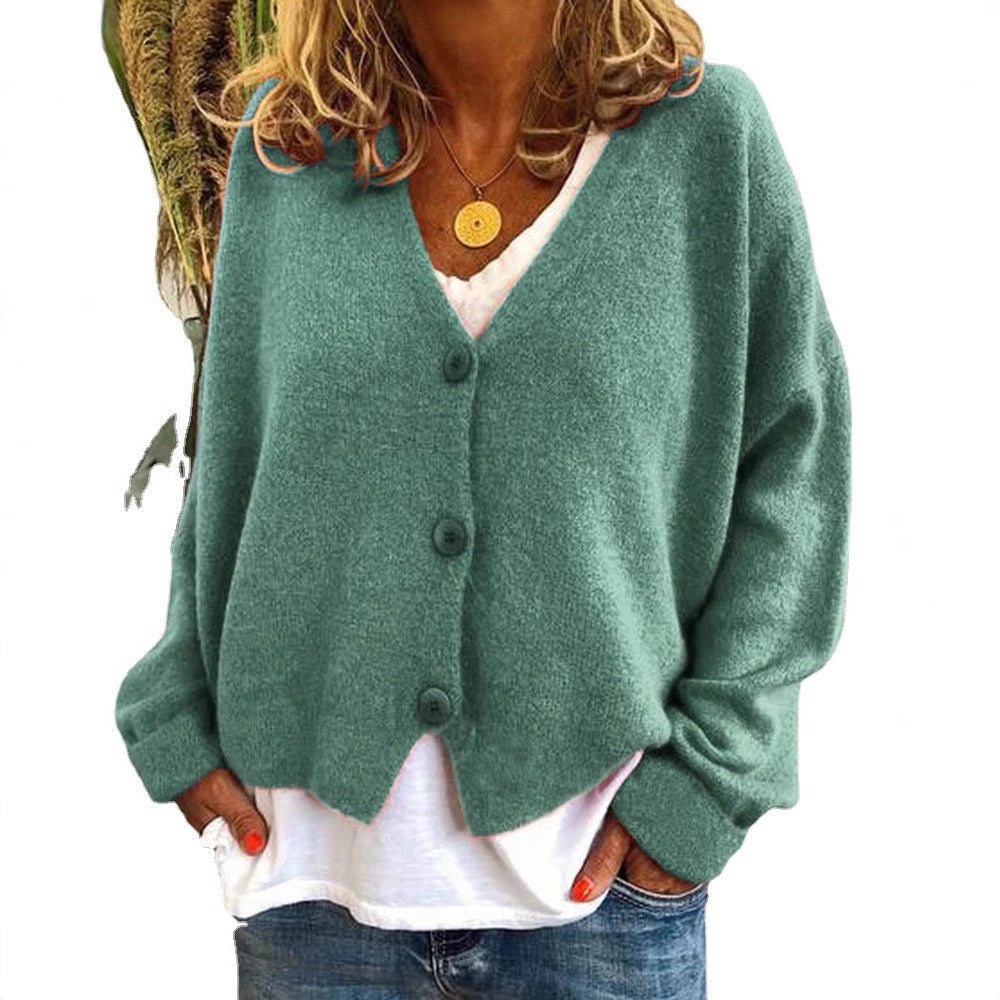 Damen kuschelige Strickjacke mit Knöpfen und modernem Schnitt Heidi-Mode