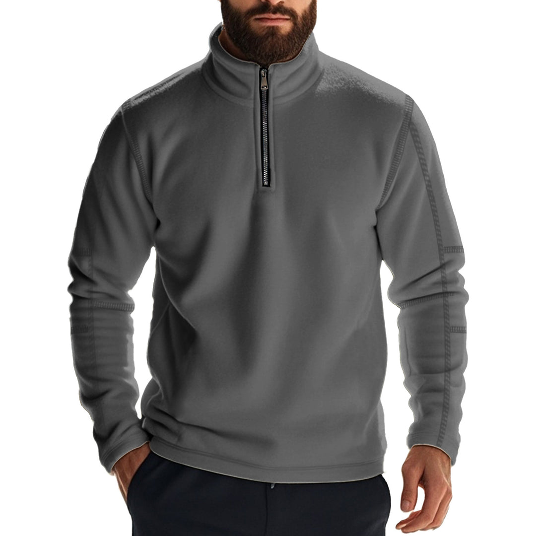 Herren Fleece-Kapuzenpullover mit halbem Reißverschluss Heidi-Mode