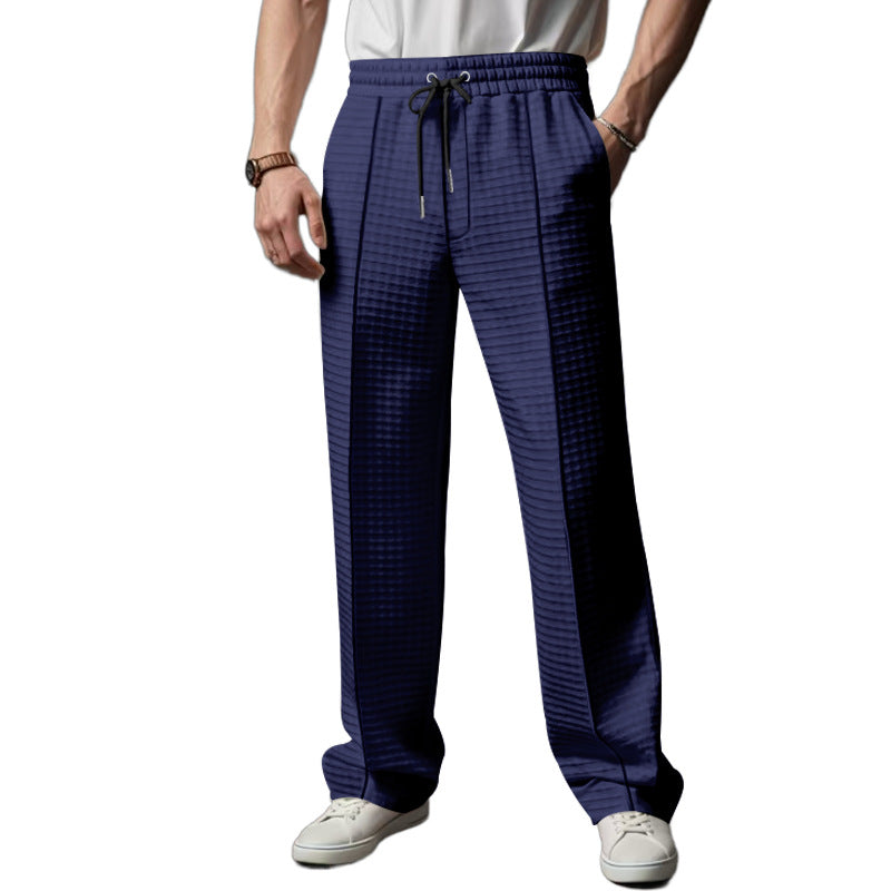 Herren Freizeit- und Sporthose mit dezentem Rautenmuster und elastischem Bund Heidi-Mode