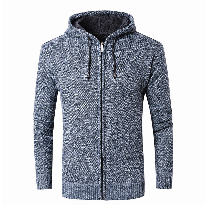 Herren moderne Strickjacke mit Kapuze und weichem Innenfutter Heidi-Mode
